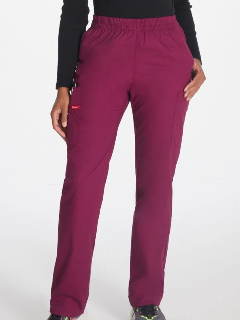 Dickies Straight-Leg Scrub Pants in Berry Plum